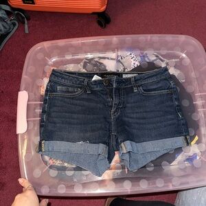 Aeropostale Dark Blue Rolled Hem Denim Shorts